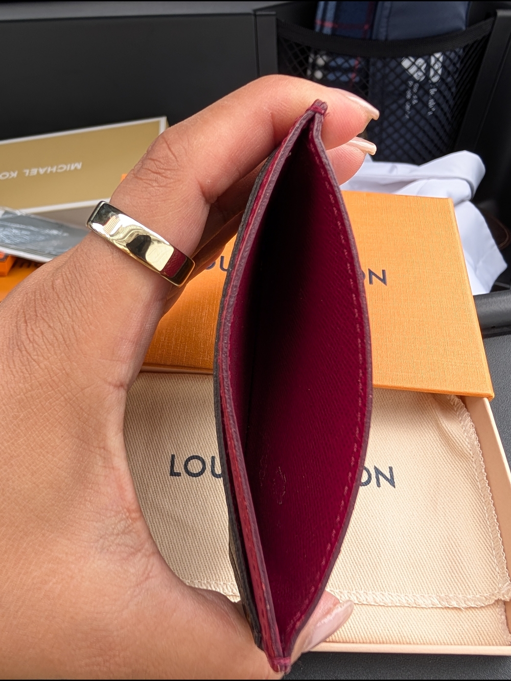 Louis Vuitton Monogram Card Holder in Brown & Burgundy - Picture 3 of 6